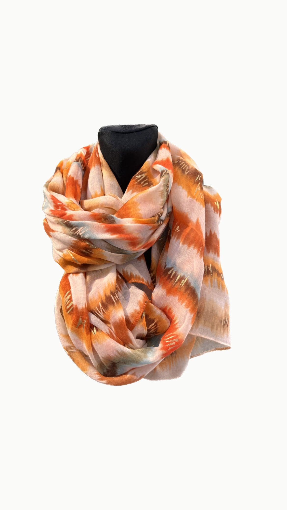 Tørklæde orange nuancer - Damernes Outlet