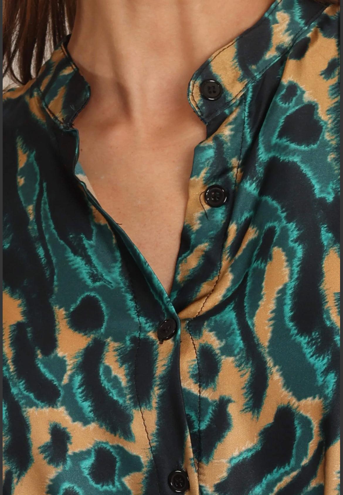 Copenhagen Luxe Petroleumsmønstret Kimono Kjole Style 1089 - Damernes Outlet