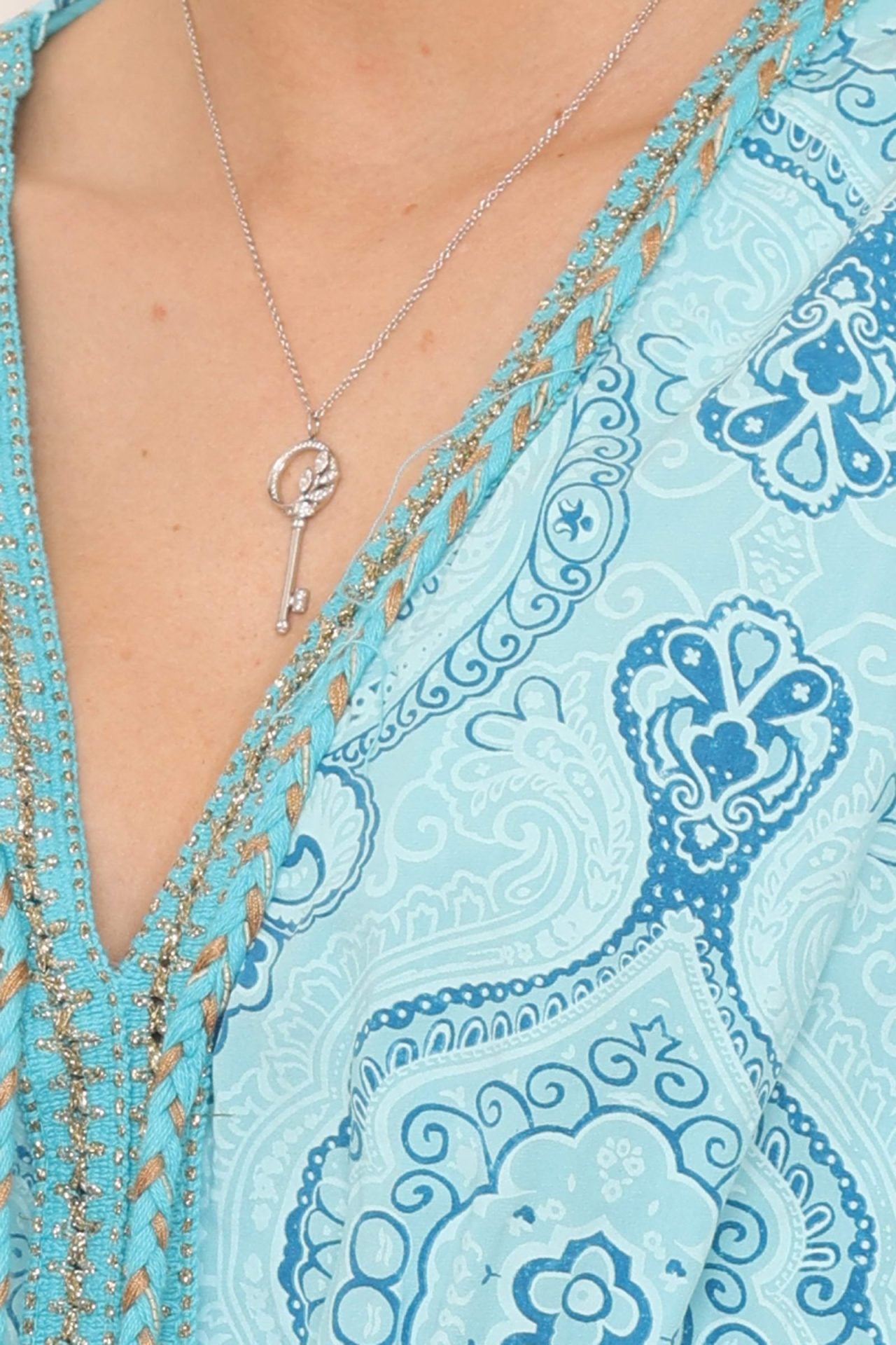 Copenhagen luxe Blue dress 4466 med guld og flettet detaljer.
