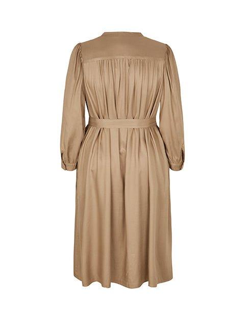 Amber kjole i camel twill viskose - Damernes Outlet