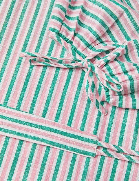 Amura kjole i pink og grønstribet bomuld - Damernes Outlet