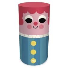 Klodspuslespil i træ fra Vilac, legetøjscylinder med ansigt.