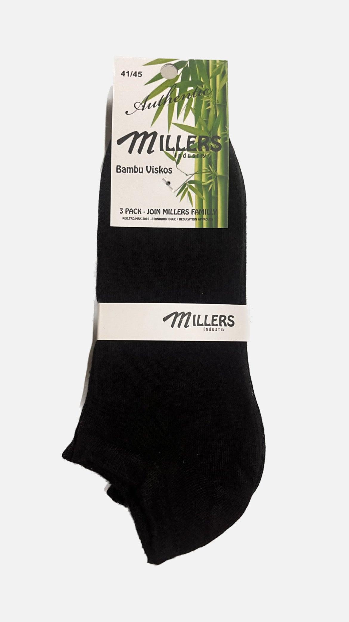 Bambus ankel viskose 3-pak sorte sokker med hvid label.