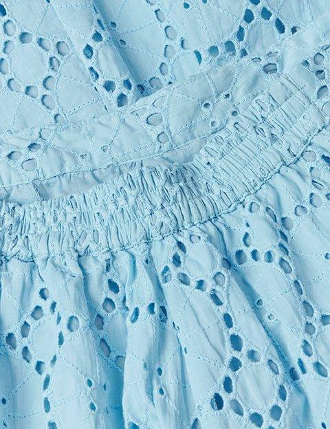 Bella nederdel i pastelblå broderie anglaise - Damernes Outlet