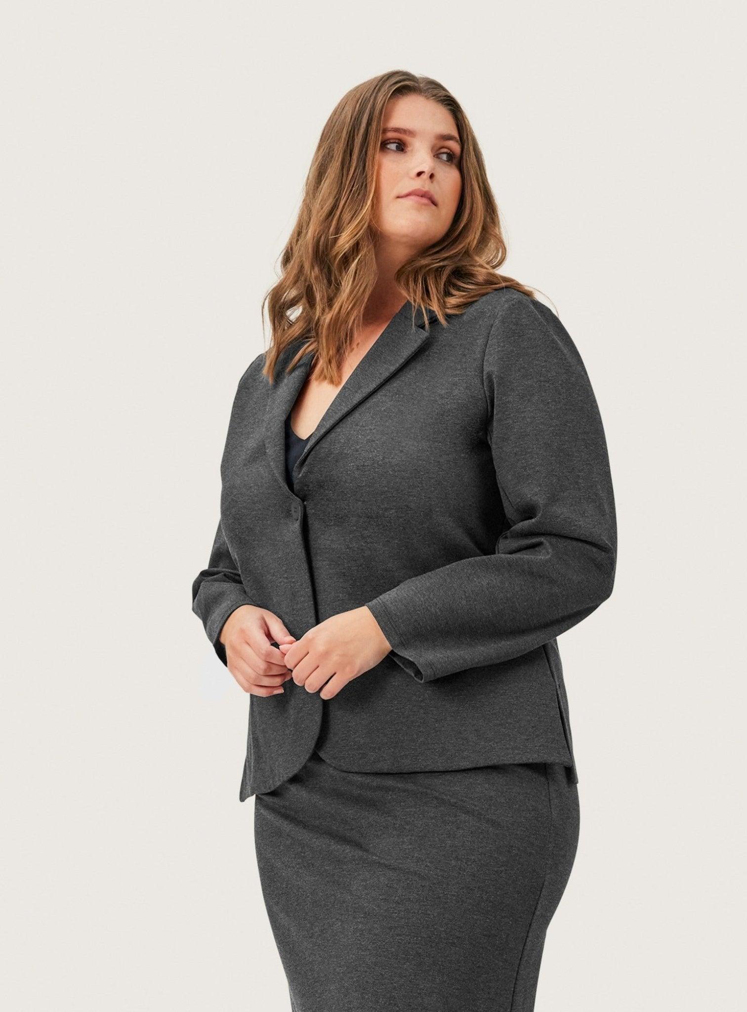 Carrie blazer i grå jersey - Damernes Outlet