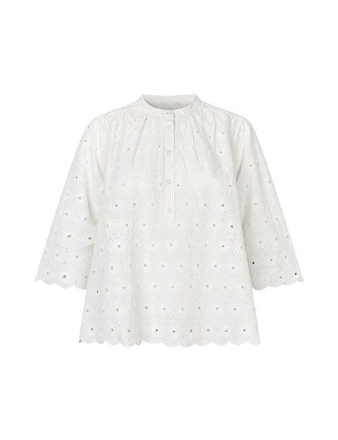 Maisy bluse i hvid broderie anglaise - Damernes Outlet