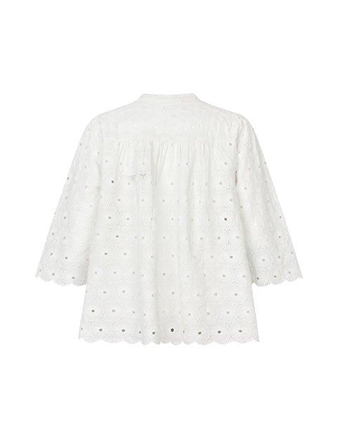 Maisy bluse i hvid broderie anglaise - Damernes Outlet