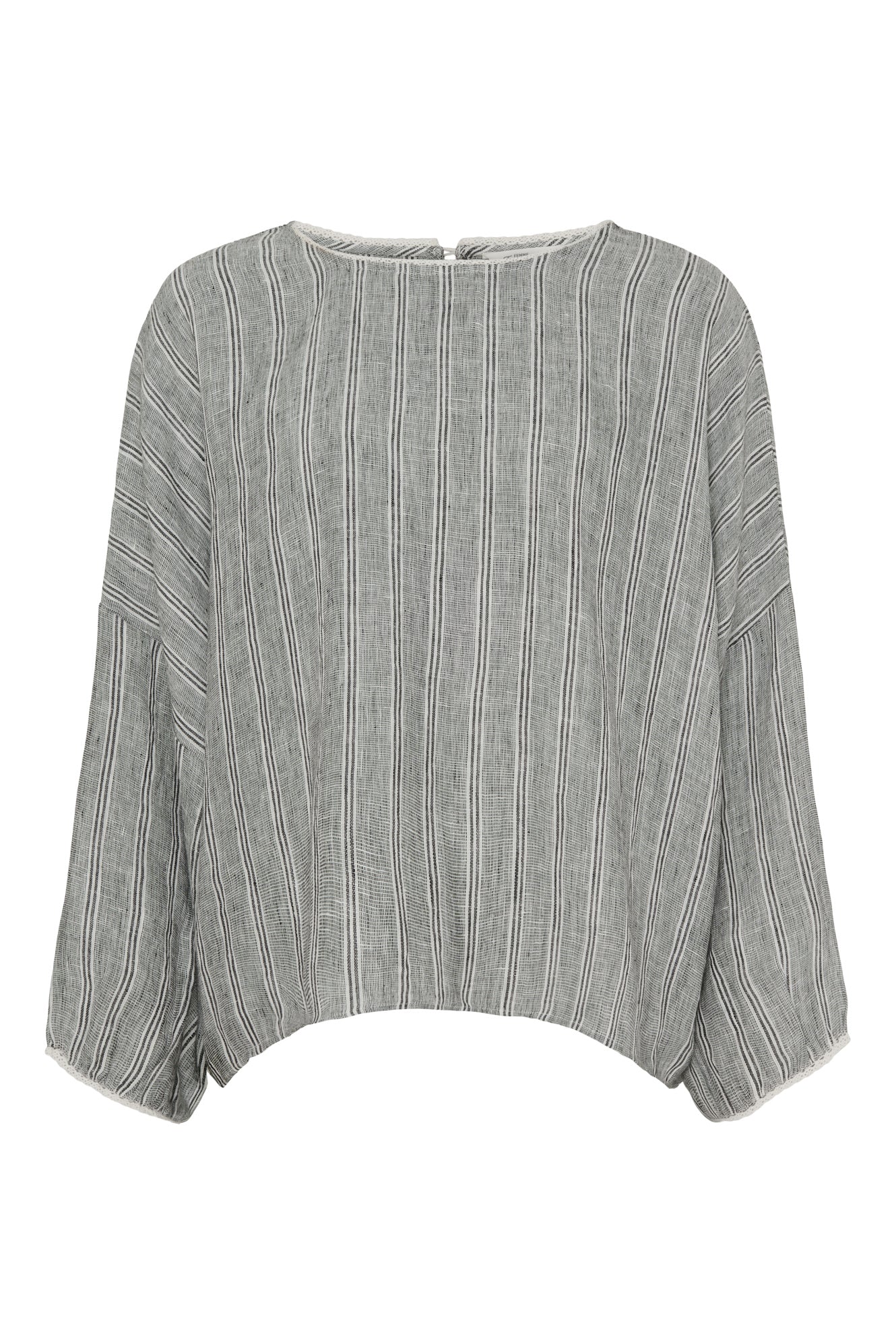 Femme Facon - CELIA LS BLOUSE i stribet hør.