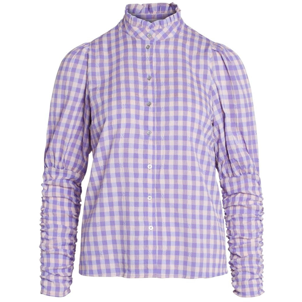 Co'couture Cadie Check Puff Shirt Skjorter og bluser Purple