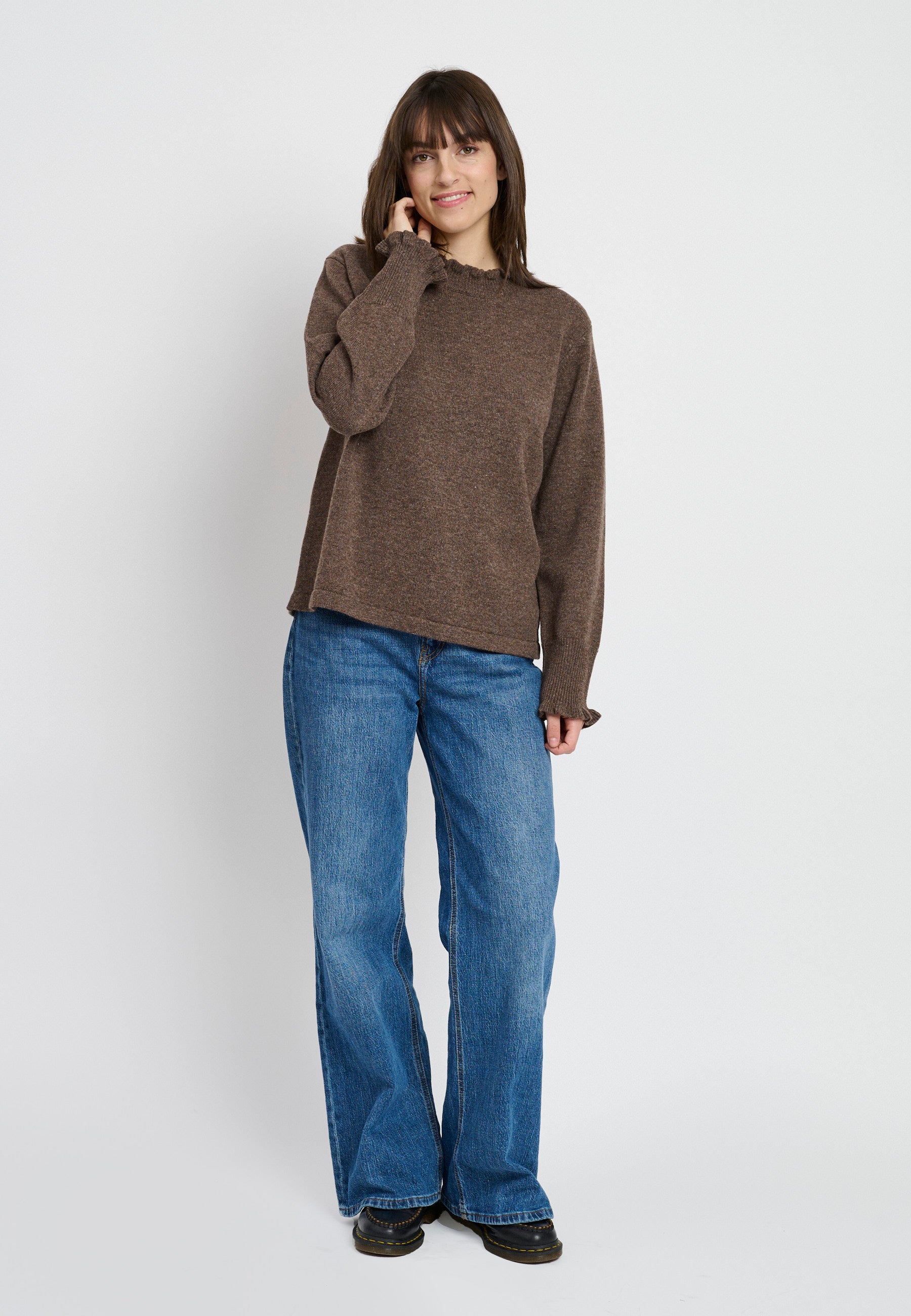 Lind Cassandra Knit Pullover 1960 dark brown melange