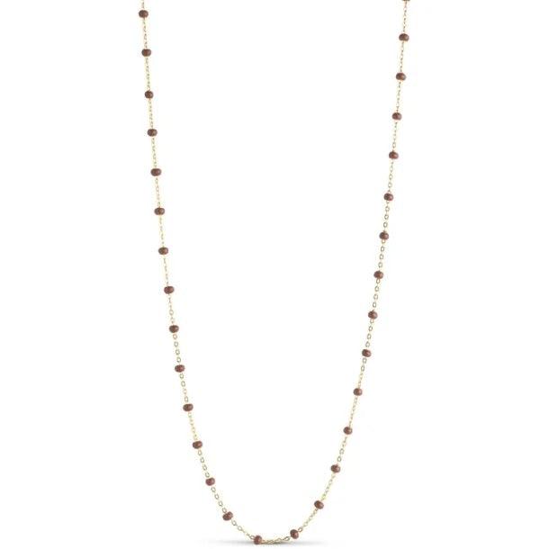 Enamel Lola Copper halskæde med justerbar længde og brune perler.