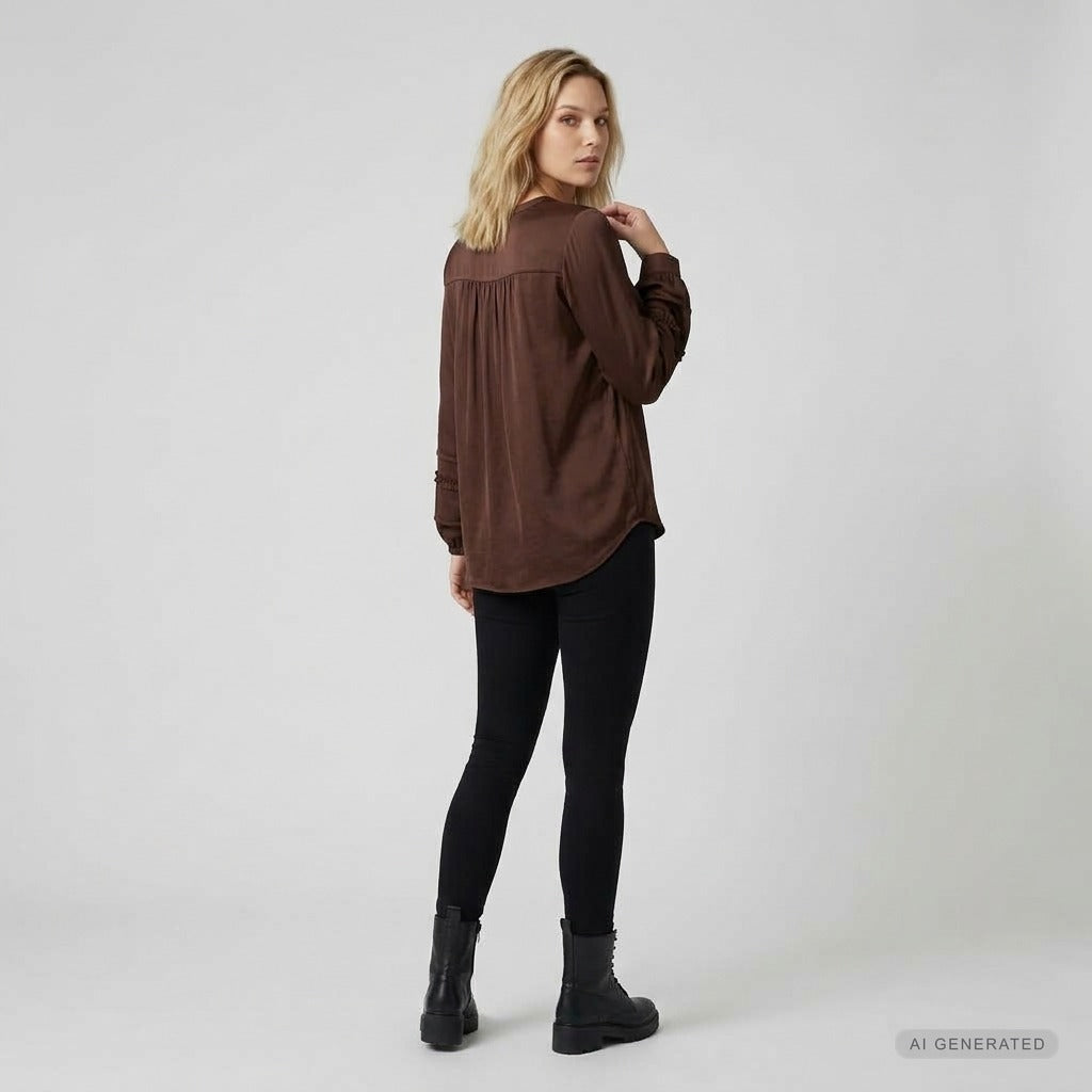 Elton ETMasha Skjortebluser 1451 Moca Brown without print