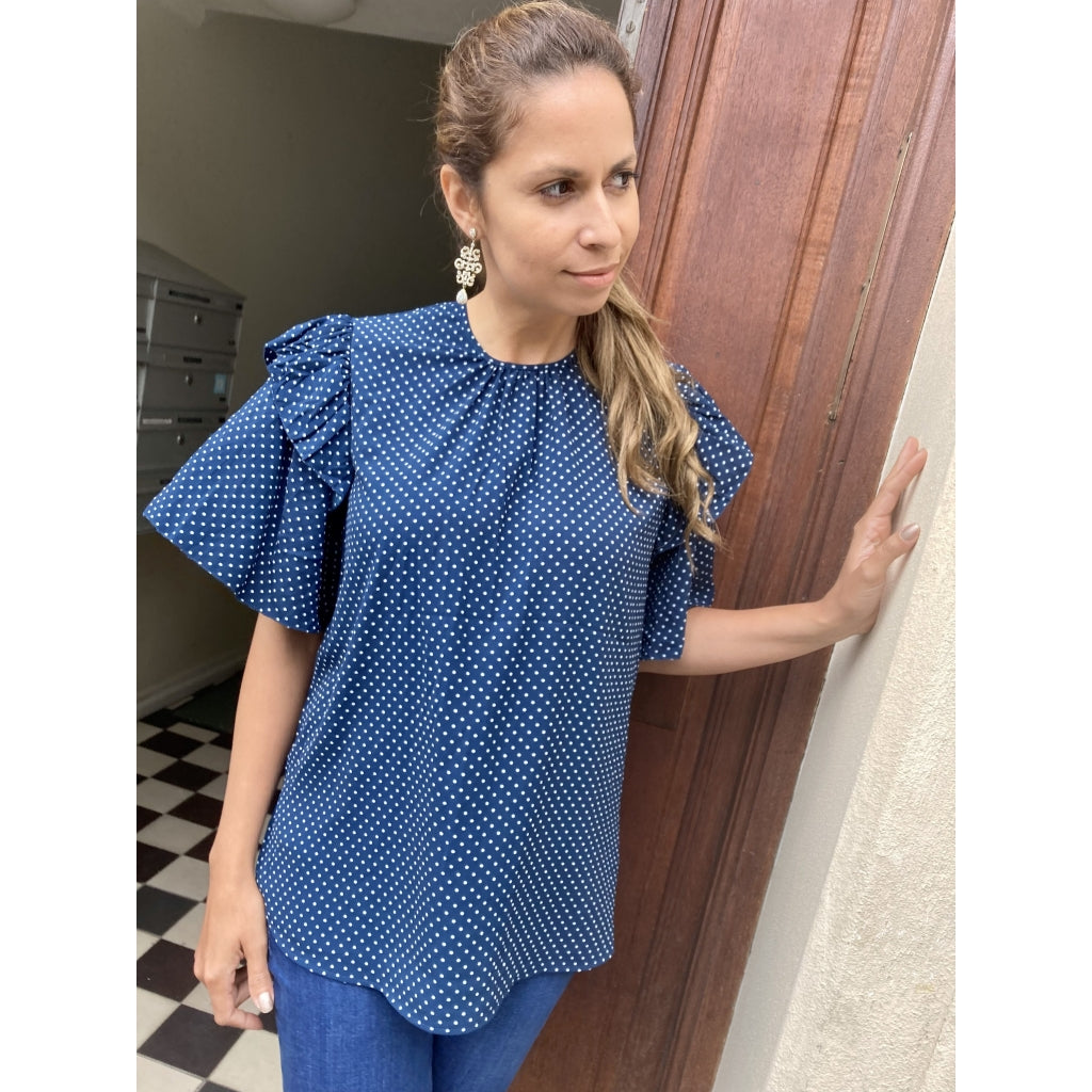 Stella Nova Eun blouse Skjorter og bluser Blue/white dots