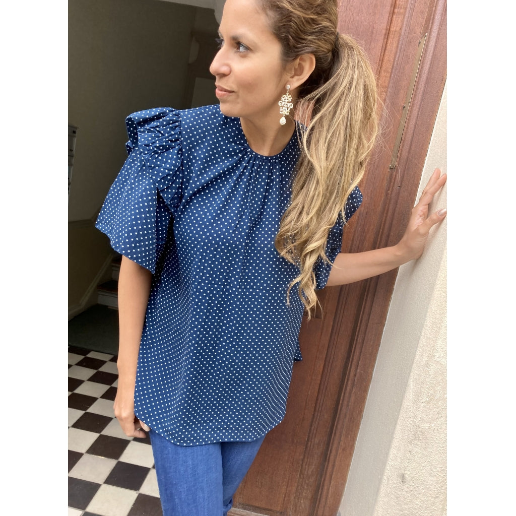 Stella Nova Eun blouse Skjorter og bluser Blue/white dots