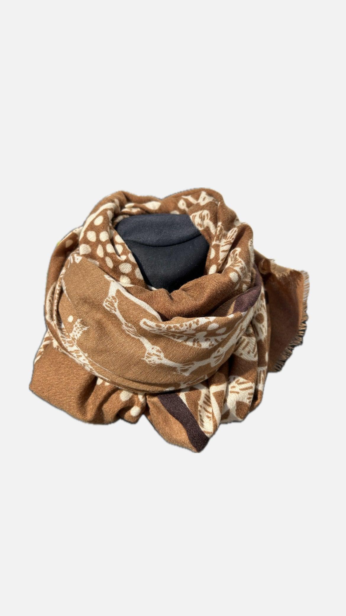 Brun/beige nuance tørklæde - Damernes Outlet