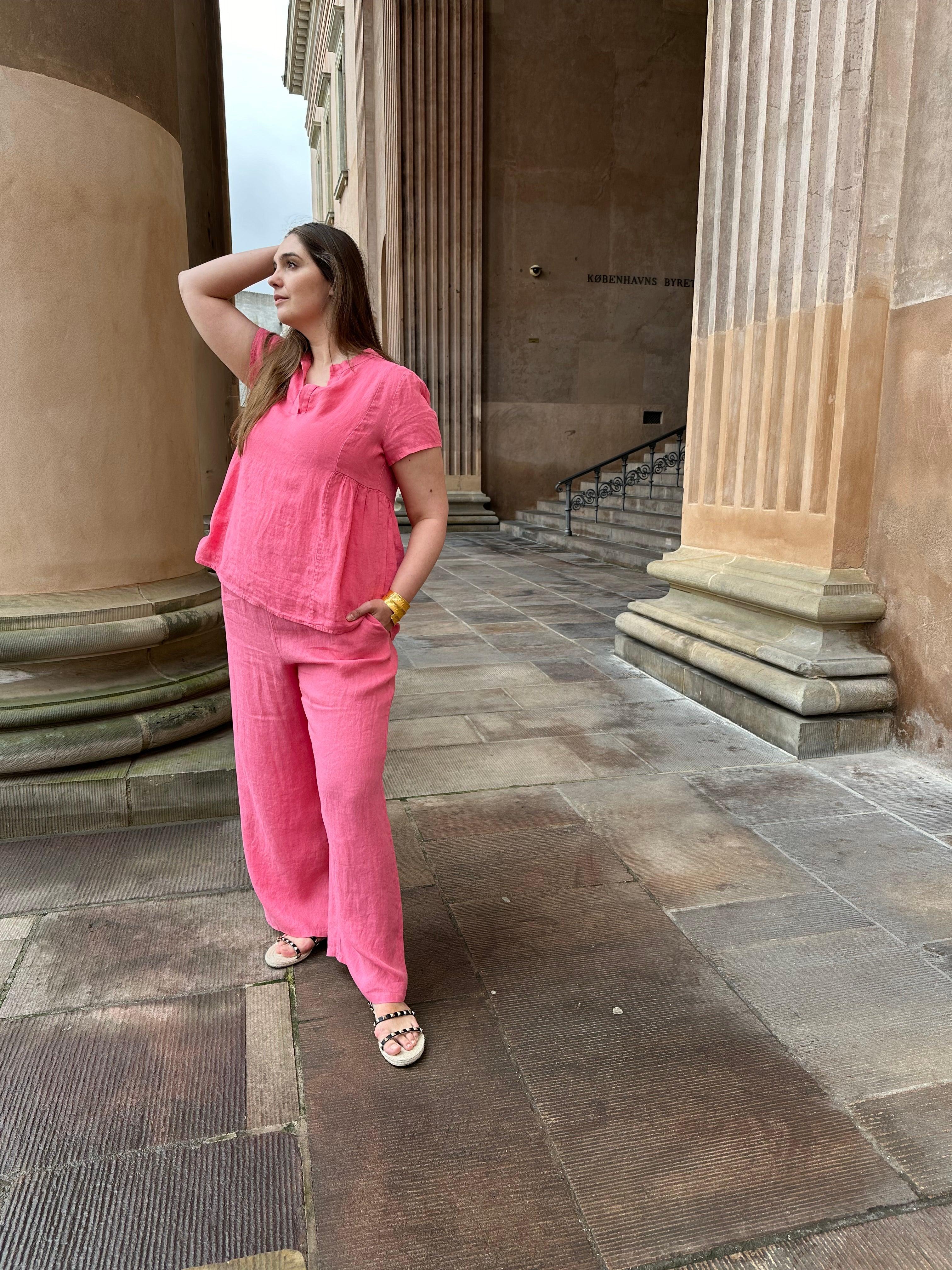 Sandy hørbukser i sommer pink - Damernes Outlet