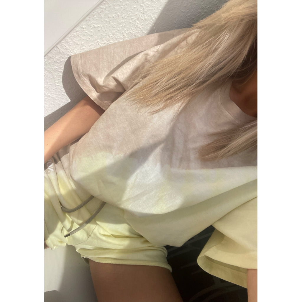 NORR Issa dyed tee Toppe og t-shirts Yellow/olive dyed