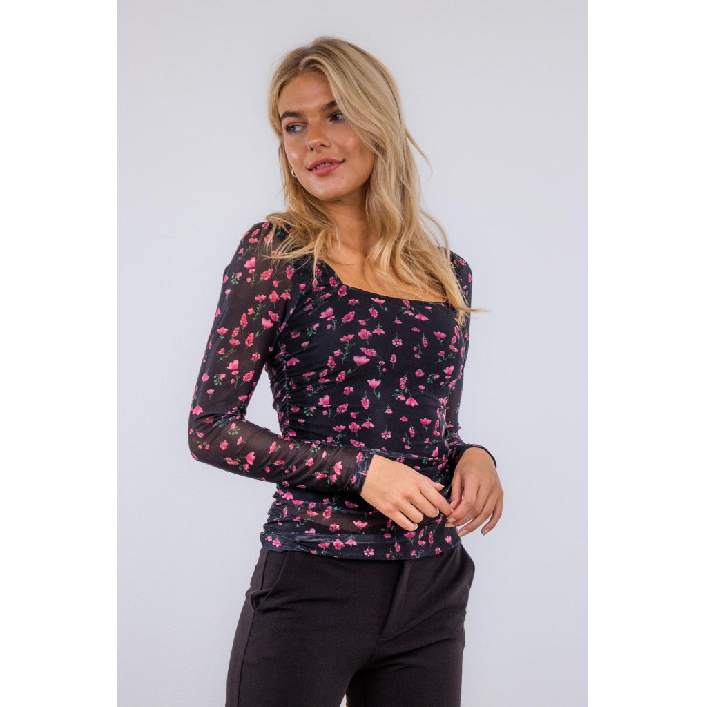 Neo Noir Jannet Erica mesh blouse Skjorter og bluser Black