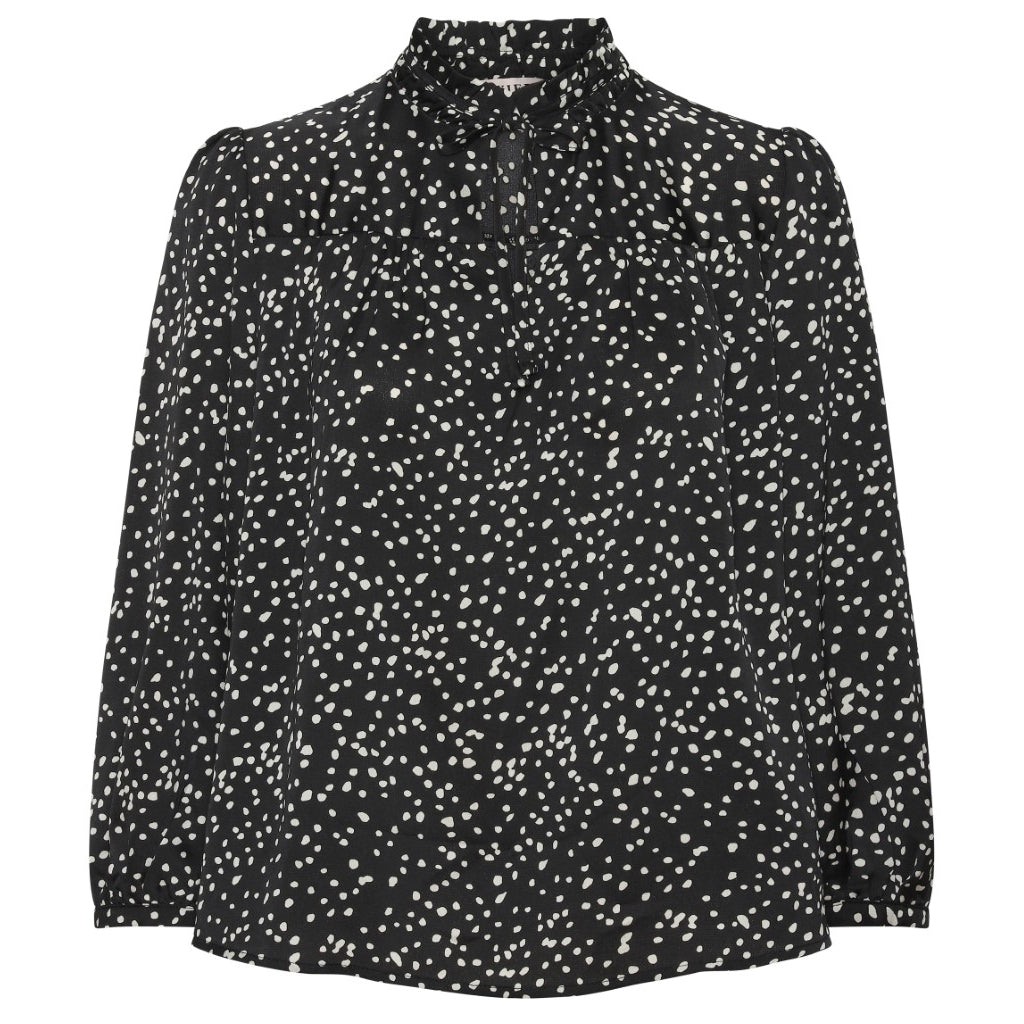 A-View Jill blouse Skjorter og bluser Black with white dots