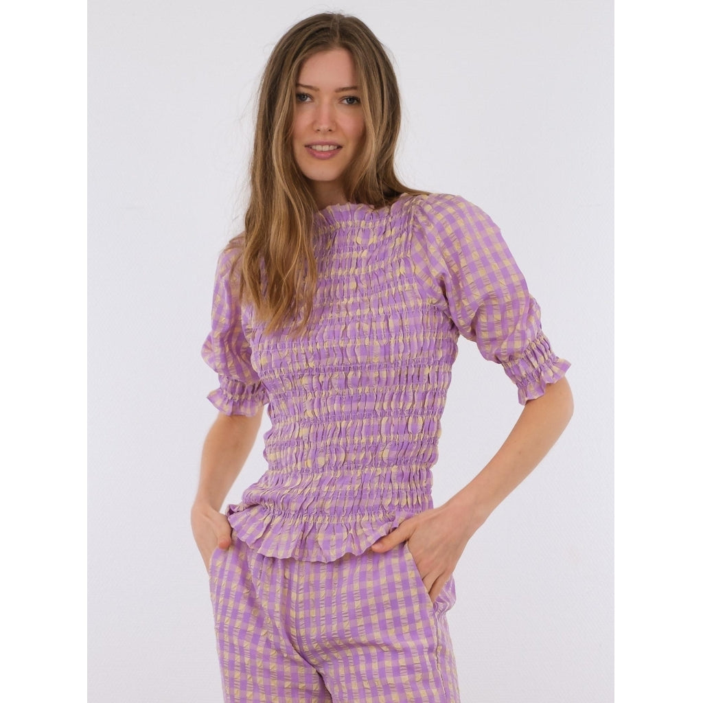 Neo Noir Kara candy check top Toppe og t-shirts Lavender