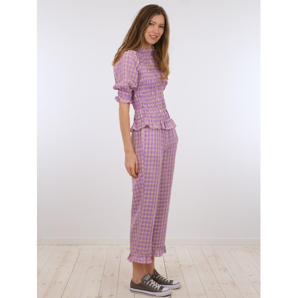 Neo Noir Kara candy check top Toppe og t-shirts Lavender