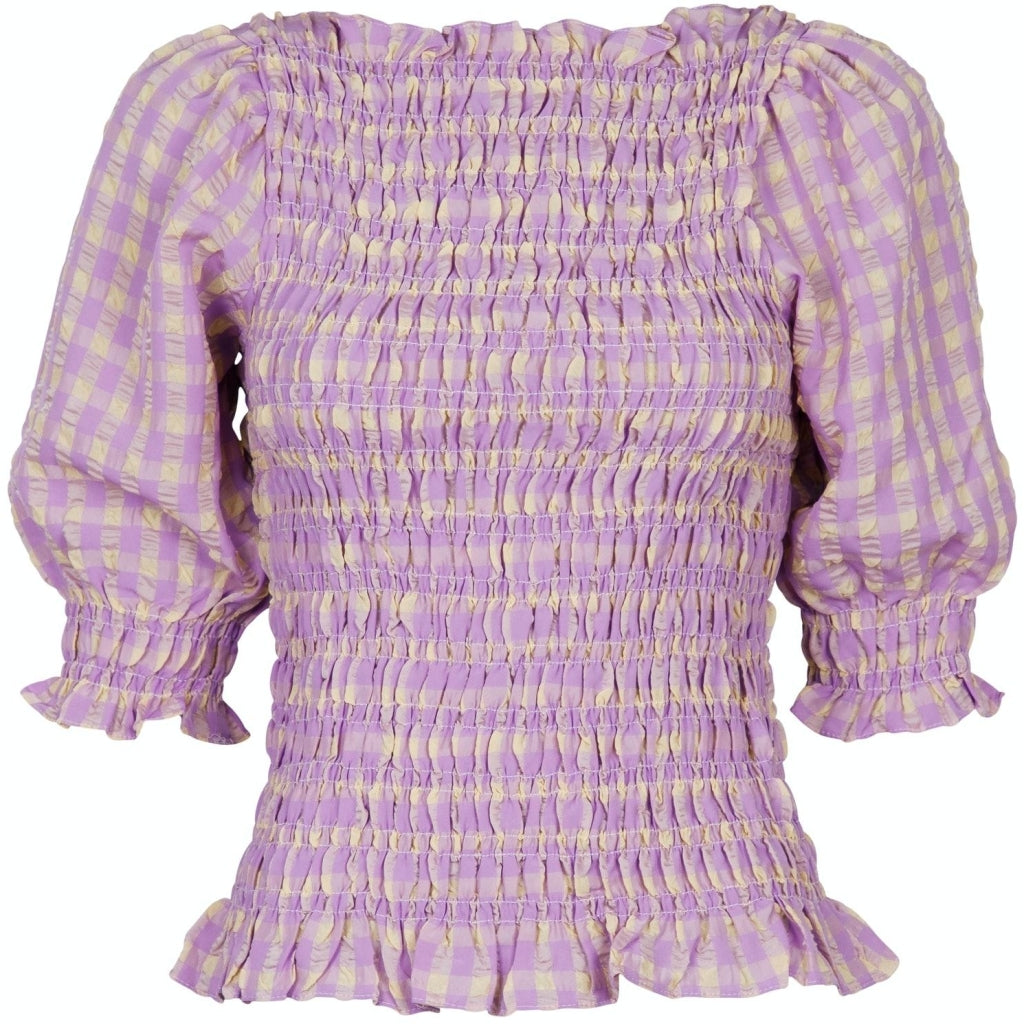 Neo Noir Kara candy check top Toppe og t-shirts Lavender
