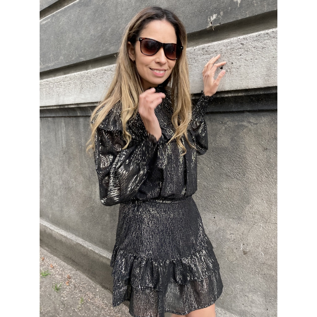 Continue Karina blouse Skjorter og bluser Black w. gold