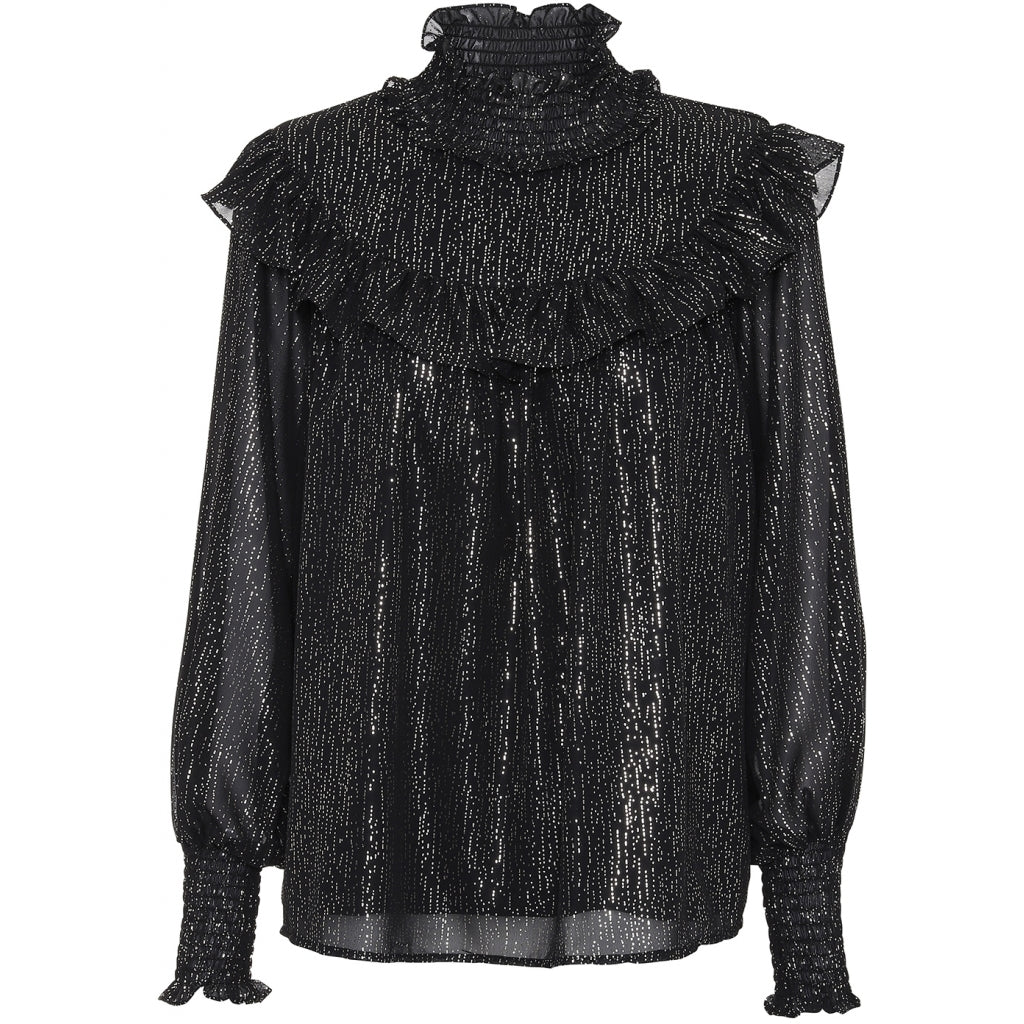 Continue Karina blouse Skjorter og bluser Black w. gold