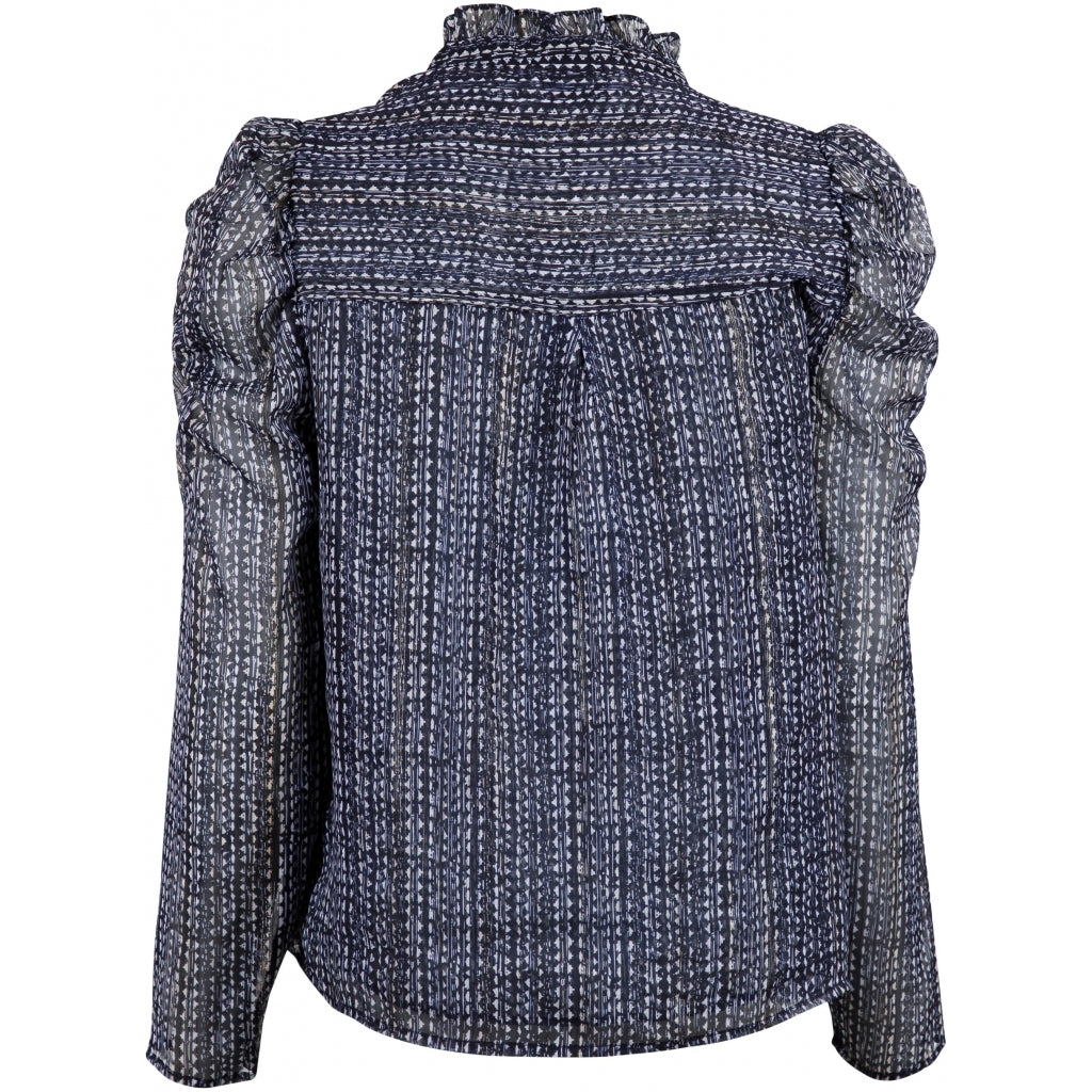 Neo Noir Lesley dotted line blouse Skjorter og bluser Dark navy