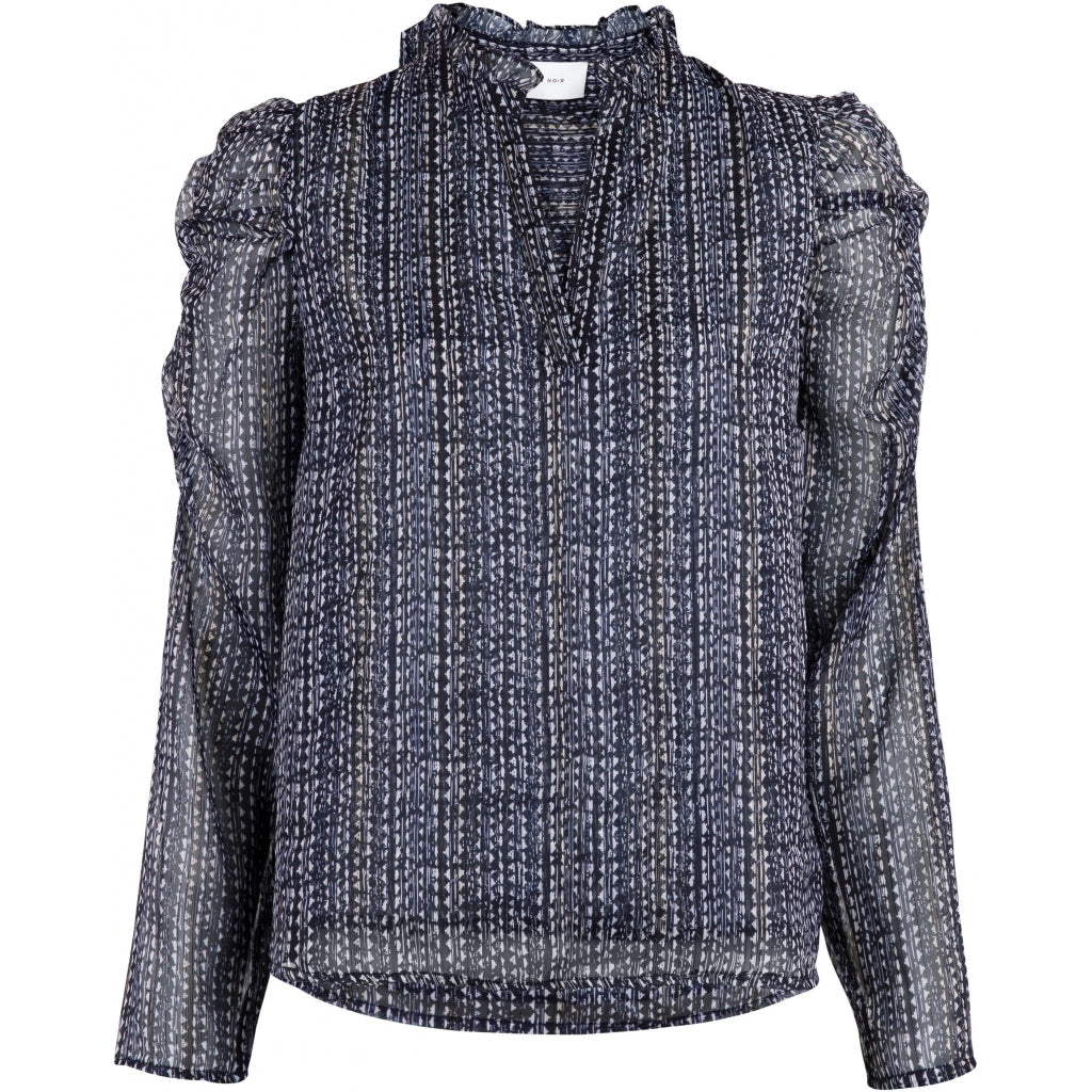Neo Noir Lesley dotted line blouse Skjorter og bluser Dark navy