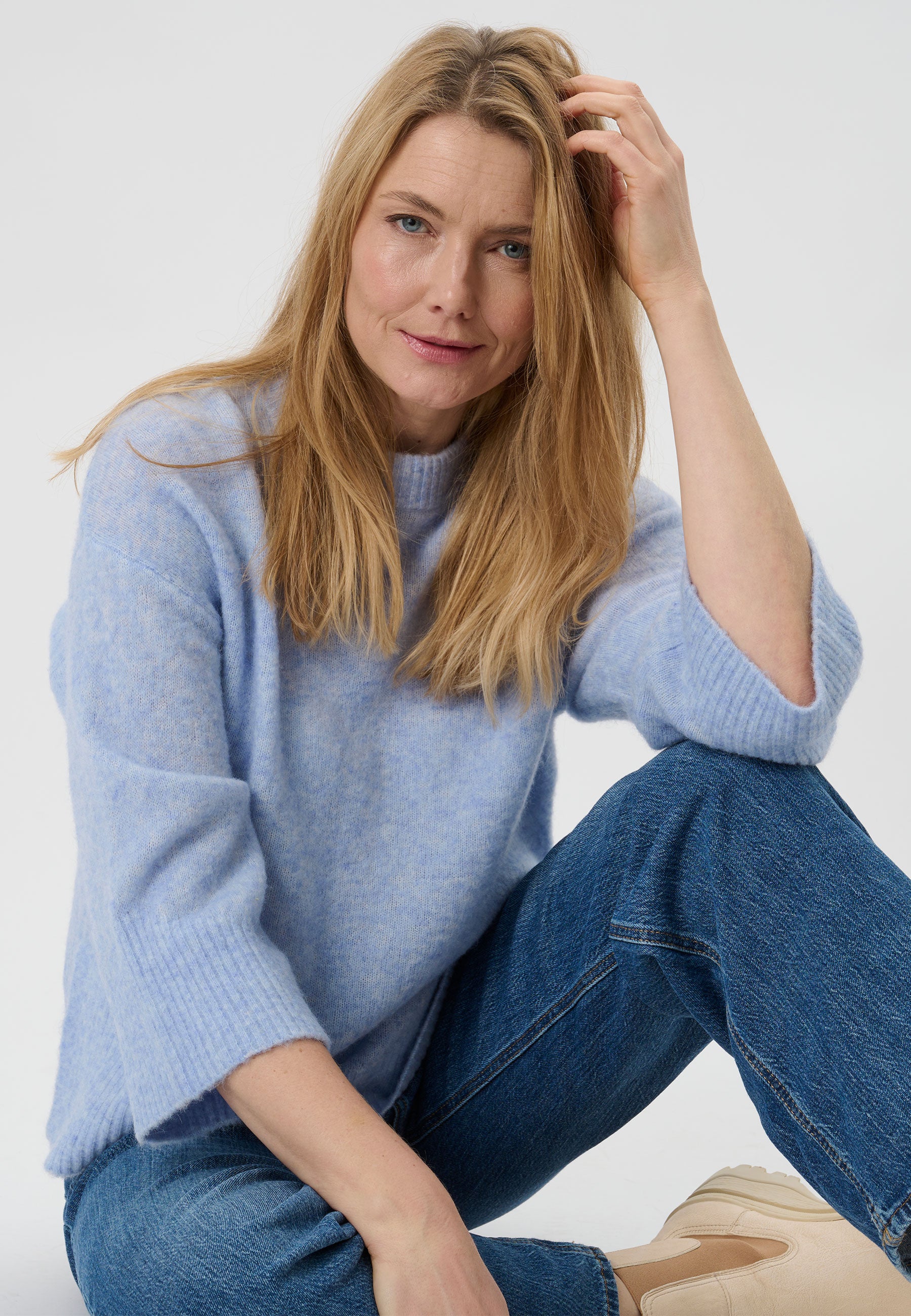 Lind LiAgusta Knit Pullover 5002 Light Blue Melange