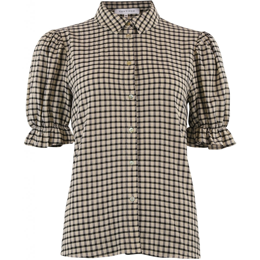 Continue Lisa check blouse Skjorter og bluser Check black/sand