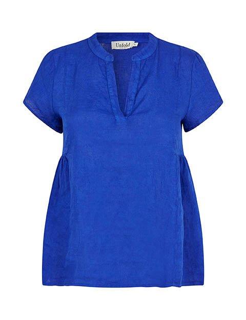 Maggy hørbluse i blå - Damernes Outlet