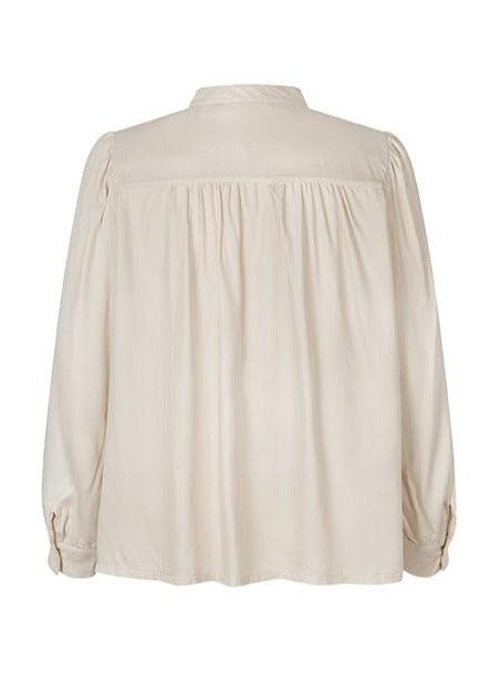 Maisy bluse i cremefarvet twill viscose - Damernes Outlet