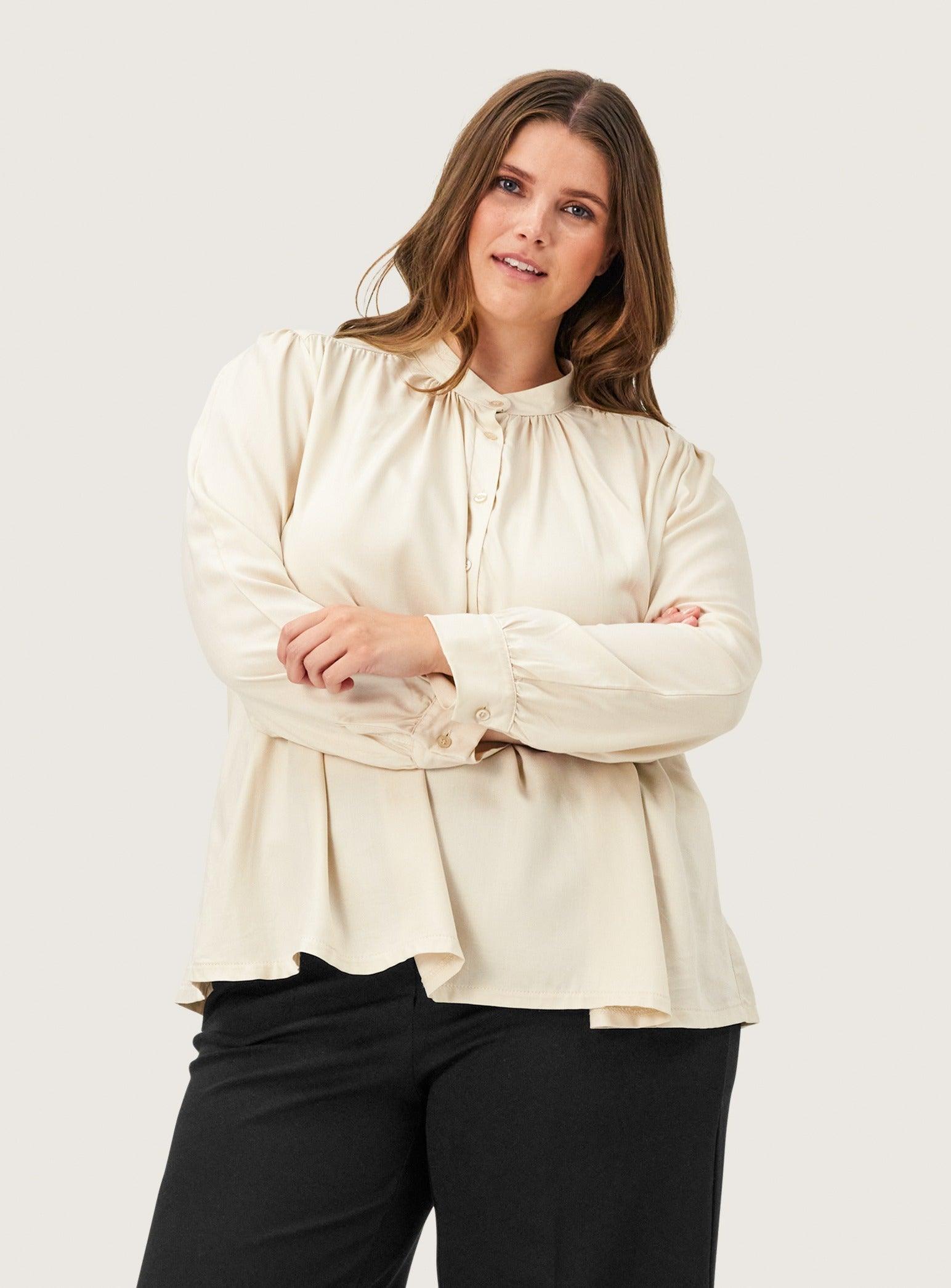 Maisy bluse i cremefarvet twill viscose - Damernes Outlet
