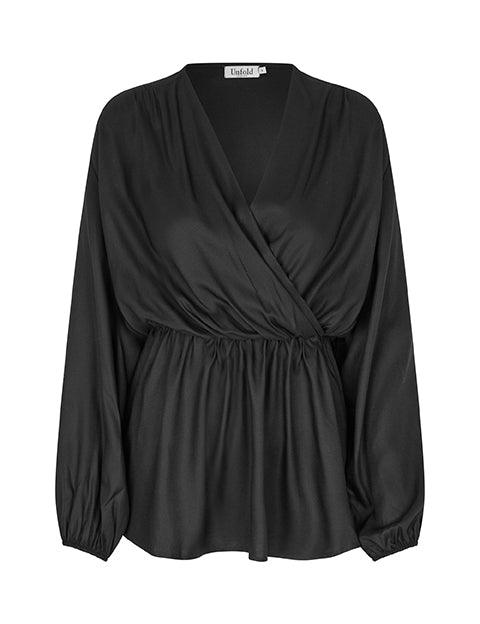 Mara bluse i sort viskose - Damernes Outlet