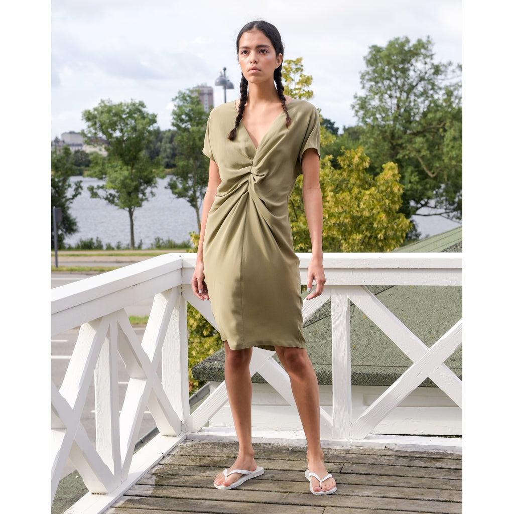 Blanche Mari dress - 100% silk Dress Herbal green