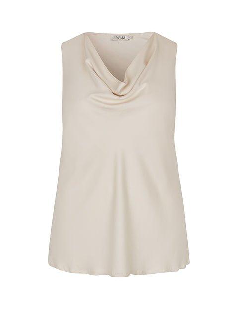 Mary vandfaldsbluse i cremefarve - Damernes Outlet