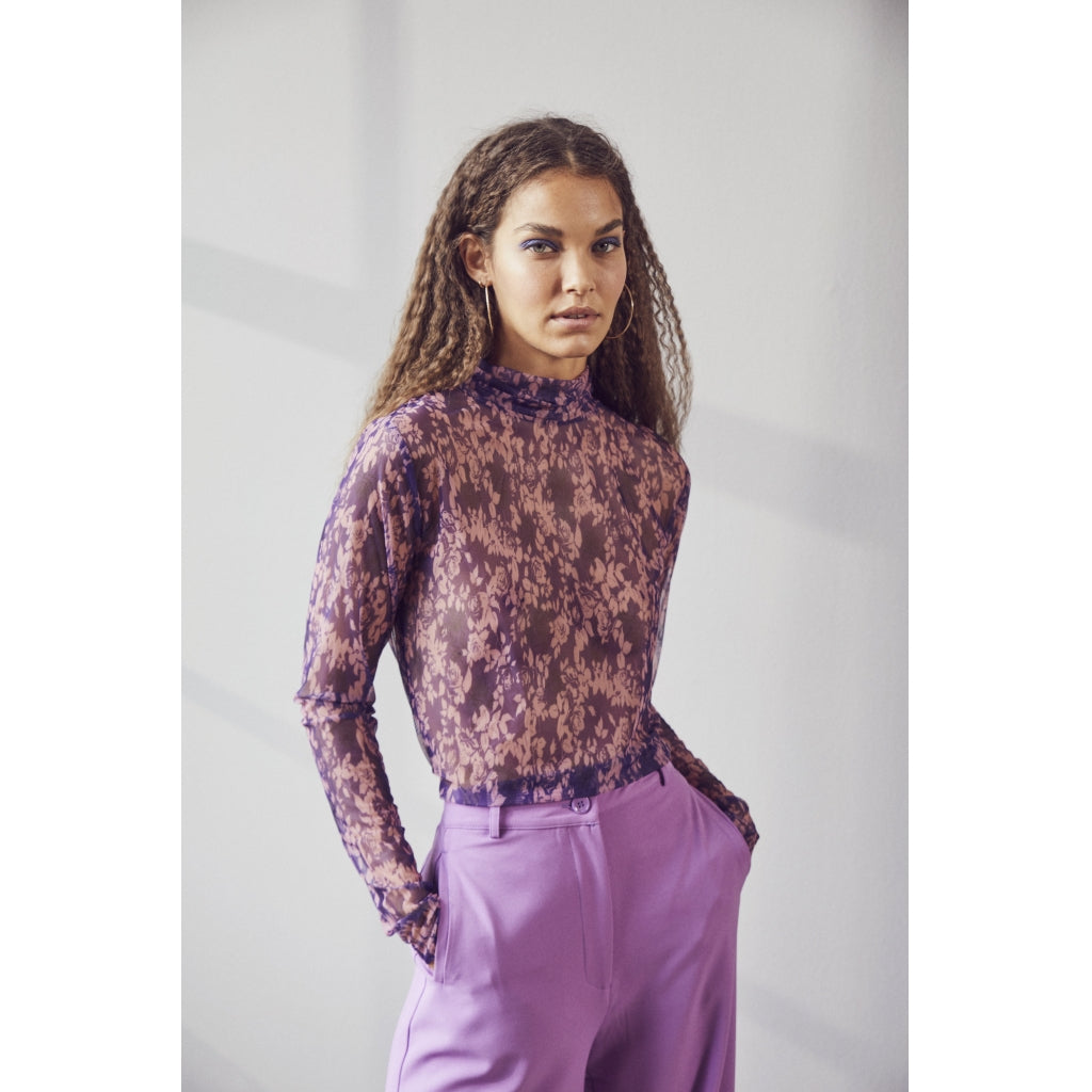 Co'couture Mauve mesh turtleneck blouse Skjorter og bluser Purple