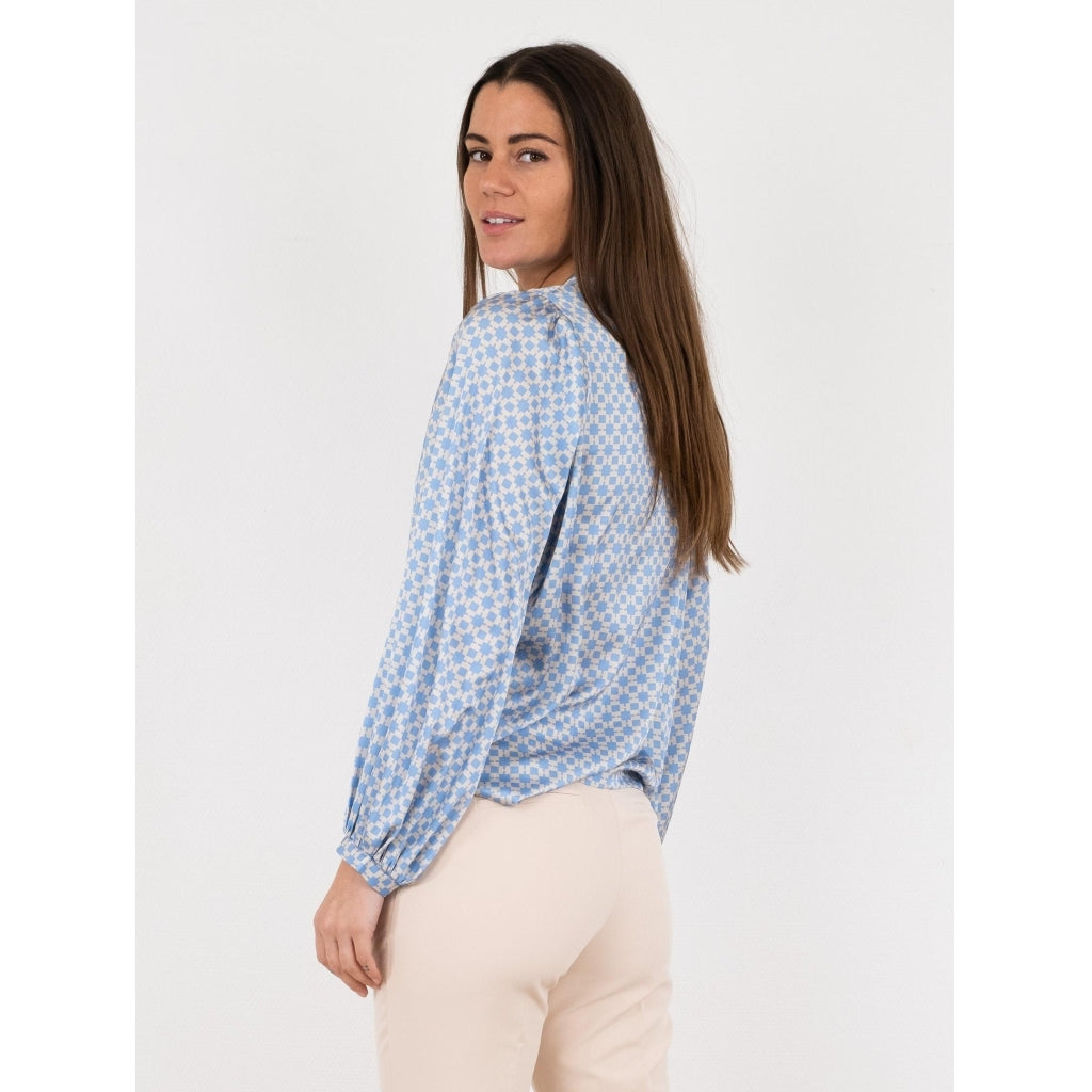 Neo Noir Nani square mix blouse Skjorter og bluser Light blue
