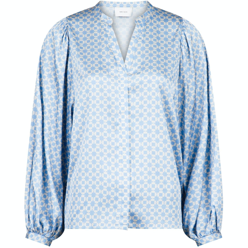 Neo Noir Nani square mix blouse Skjorter og bluser Light blue
