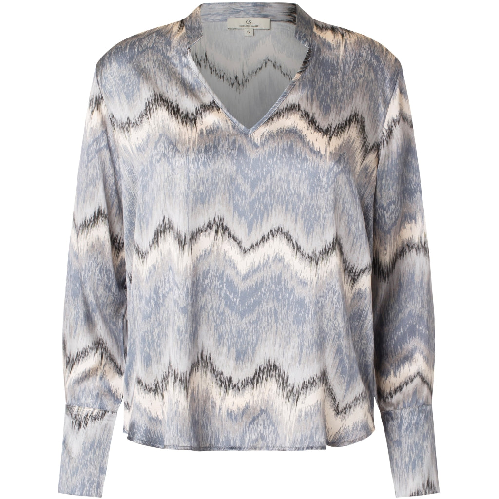 Charlotte Sparre Neat blouse - silk w/stretch Skjorter og bluser Hazel grey