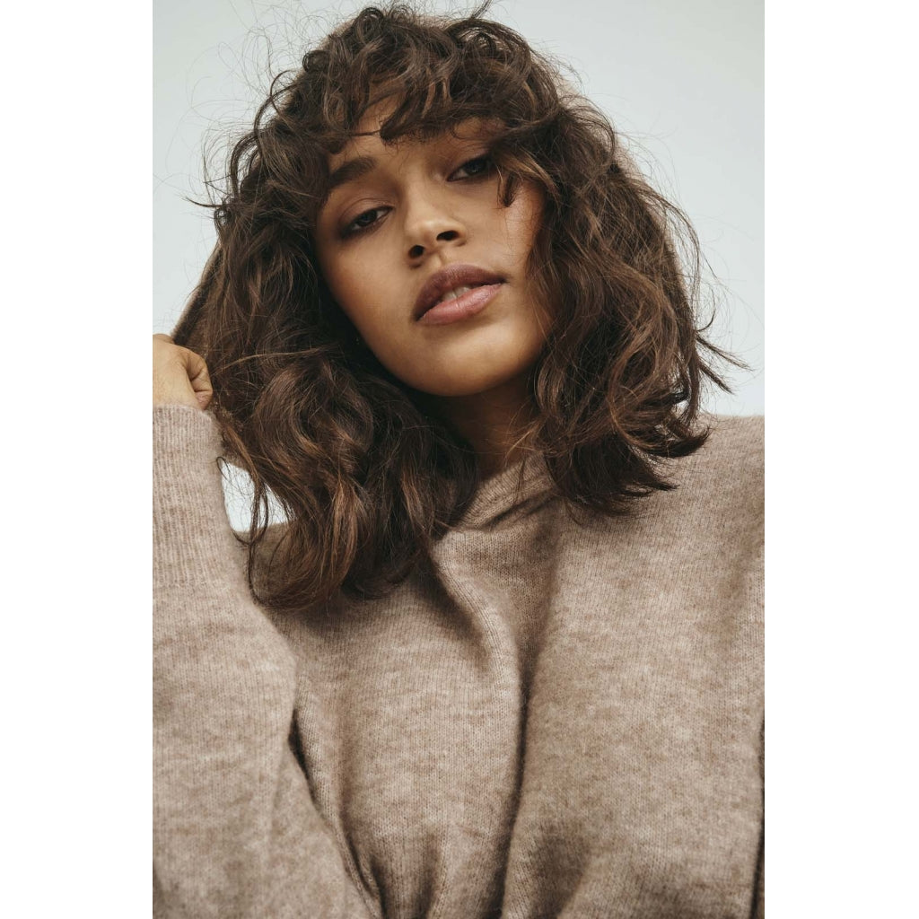 NORR Nordby new knit hoodie Knit Light brown