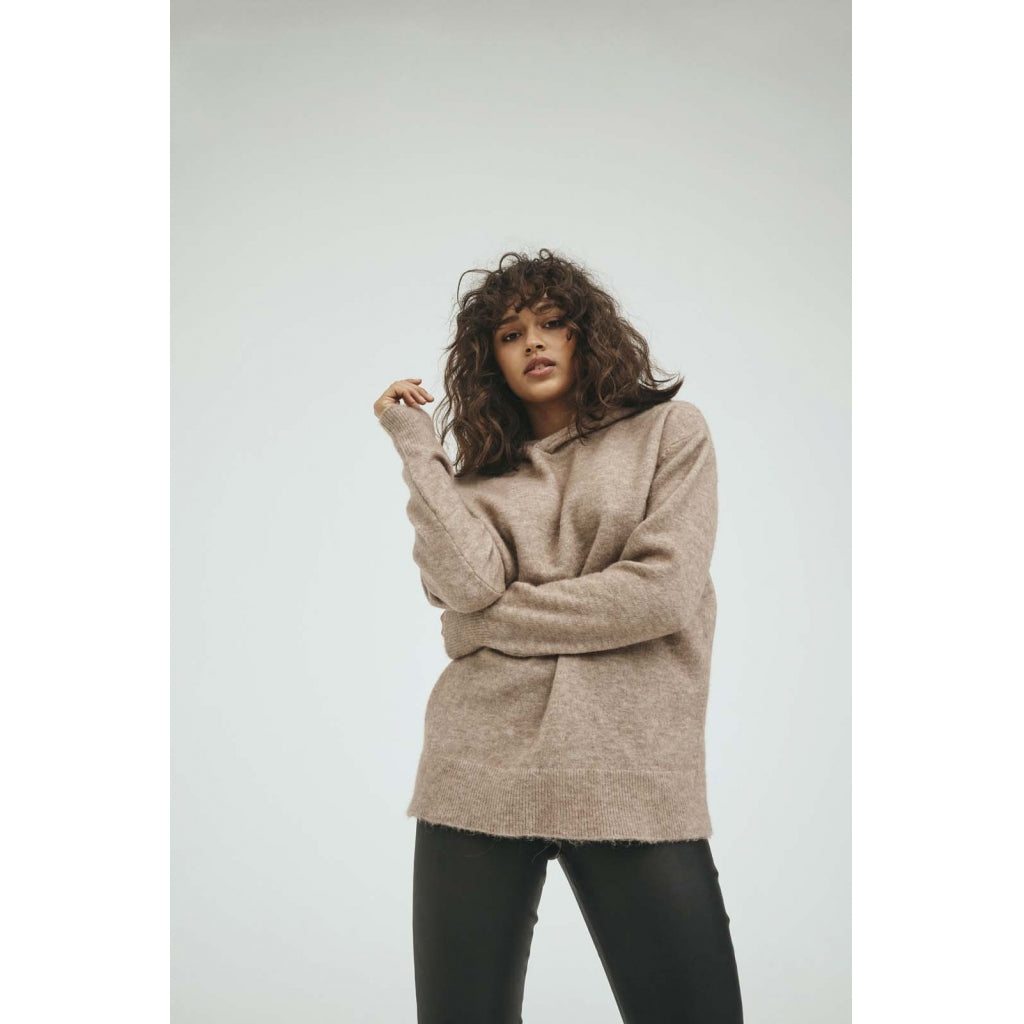 NORR Nordby new knit hoodie Knit Light brown