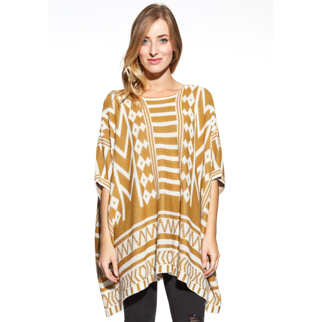 Cosmos Olivia poncho Knit Mustard
