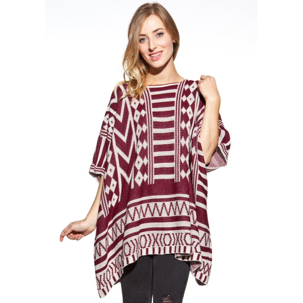 Cosmos Olivia poncho Knit Red