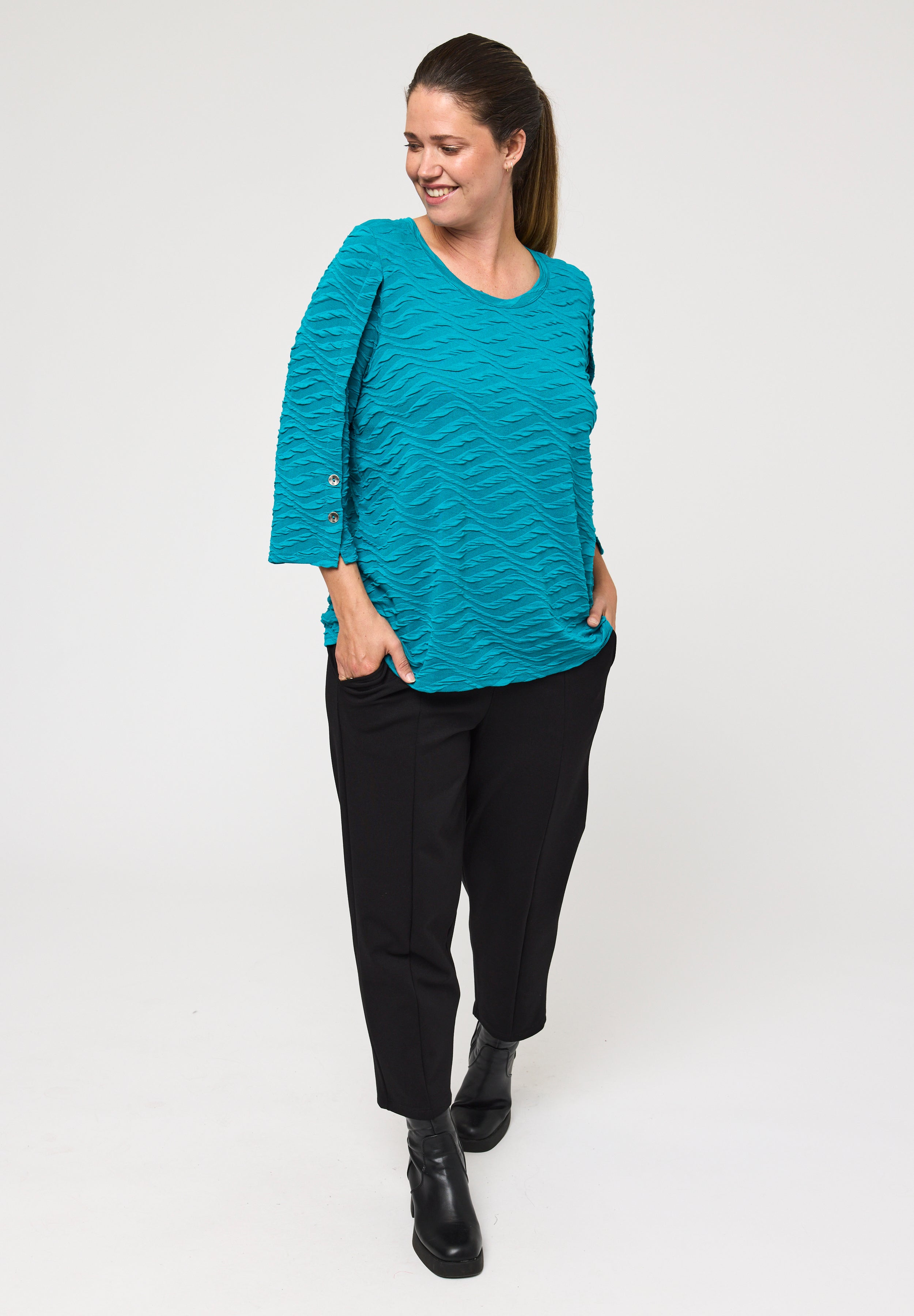 Pont Neuf PNVilla Bluser 5052 Petrol Blue