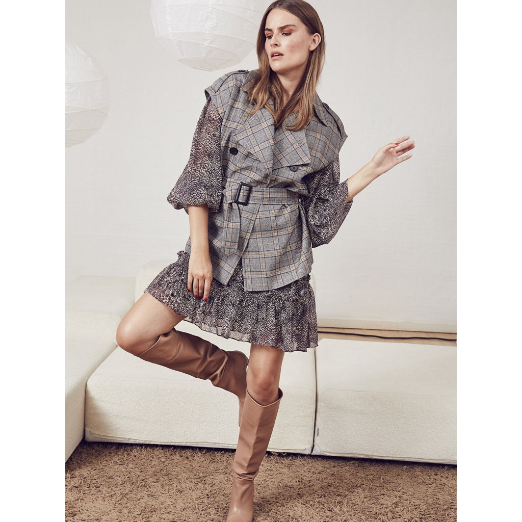 Co'couture Panama check waistcoat Jacket Peach skin