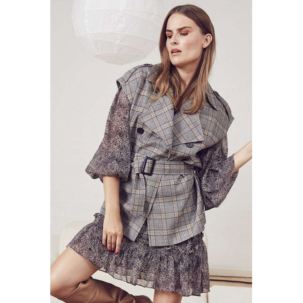 Co'couture Panama check waistcoat Jacket Peach skin