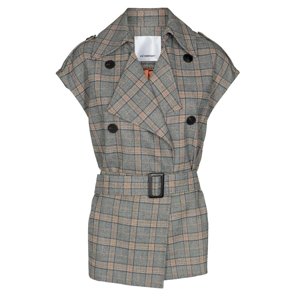 Co'couture Panama check waistcoat Jacket Peach skin